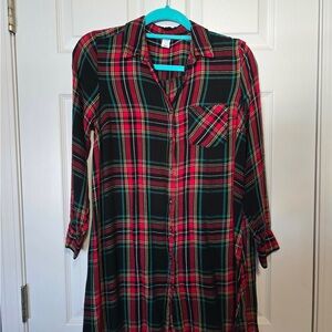 Plaid Long Sleeve Shirt Dress